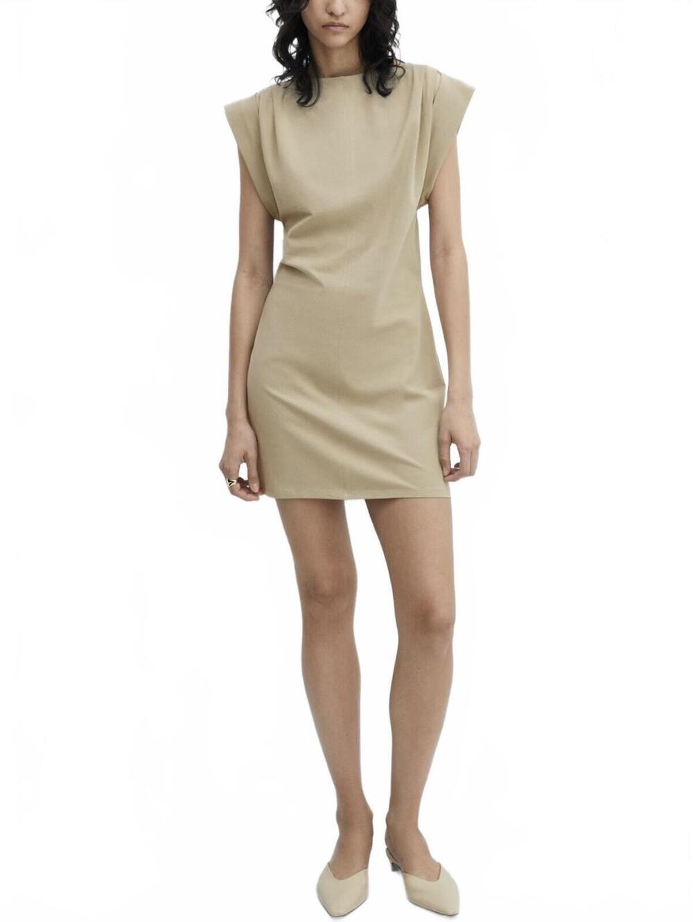 Mango Knitted Dress with Turn-Up Sleeves NWT Dates Beige Size 4 / Small